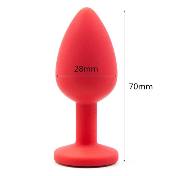 Silicone Butt Plug with Crystal Jewelry
