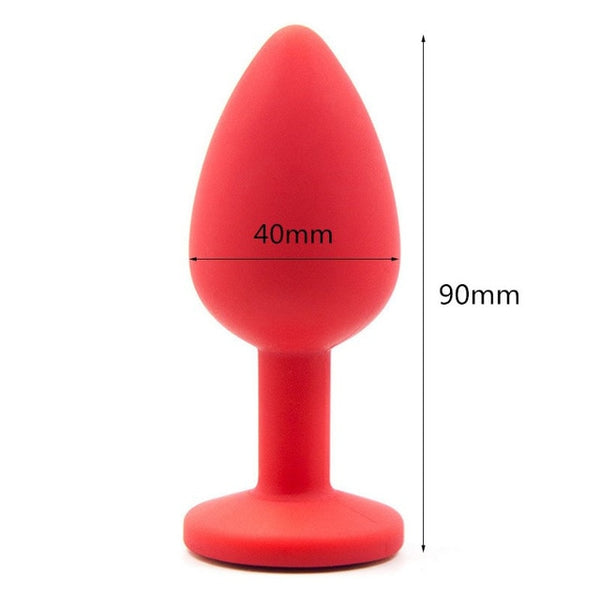 Silicone Butt Plug with Crystal Jewelry