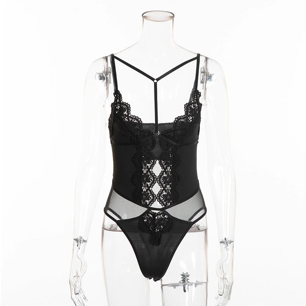 Club Wear Cut Out Halter Black Lace